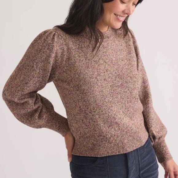 NWOT Marine Layer Women’s Alma Blouson Puff Sleeve Sweater Autumn Multi Small - Picture 3 of 14